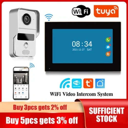 Tuya 1080P 7 "/10" 7 rangli sensorli ekranli simsiz Wifi video eshik qo'ng'irog'i RFID kirishni boshqarish tizimi uchun uy interkomi to'plami