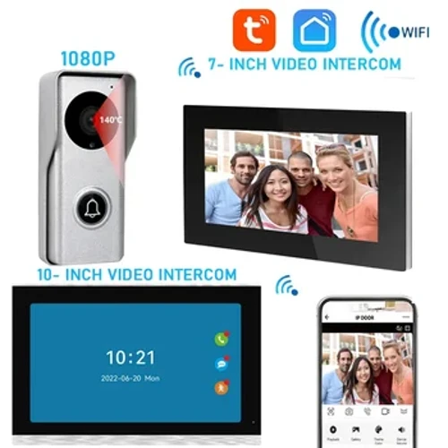 Tuya 7 10 Inch Video Wifi Intercom Tuya Smart Home video deurbelsysteem 1080P 140 ° Bedrade Deurbelcamera Full Touch Monitor
