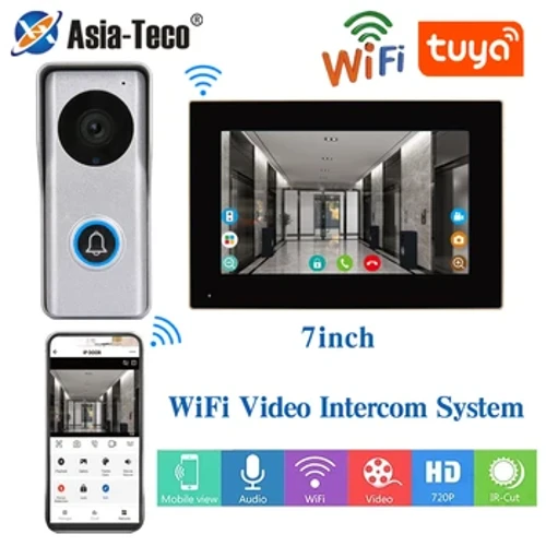 TUYA – sonnette vidéo sans fil Wifi 1080P, écran tactile 10 pouces 7 couleurs, application intelligente, Kit d'interphone domestique pour système de contrôle d'accès RFID