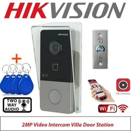 Оригинален многоезичен DS-KV6113-WPE1(C) IP звънец, WiFi звънец, домофон, видеодомофон, водоустойчив, отключване на IC карта