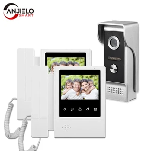 4.3 นิ้ว Doorbell วิดีโอกล้องแบบมีสาย 4 สายการตั้งค่า Touch Monitor Intercom กันน้ำ IR Night 700TVL Vision สำหรับการเฝ้าระวังบ้าน