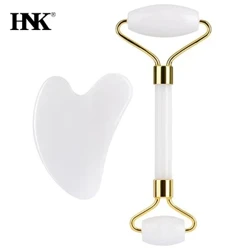 Aurpegiko Edertasuna Masaje-errotula Gorputza Arrosa Gua Sha Love Bihotz-itxurako Buru bikoitzeko Jade Naturala Erlaxagarria Argaltzeko Aurpegia eramangarria