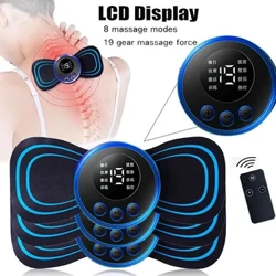 8 Mode 19 Gears Electric Pulse Neck Massager Cervical Back Muscle Pain Relief Tool Shoulder Leg Body Mini Massage Relax Cushion