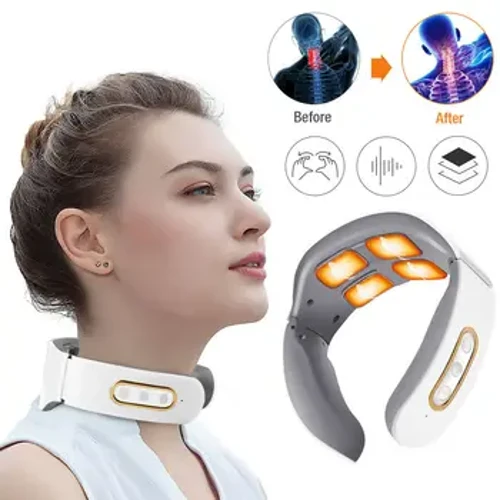 Elektrisk Nacke Axel Puls Massager Knådning 4 Head TENS Magnetisk Puls Uppvärmning Nackkotan Relax Smärtlindrande massage