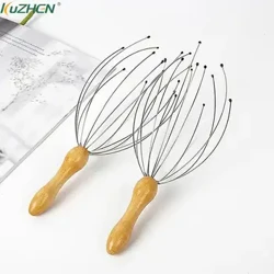 Tay Cầm Bằng Gỗ Bạch Tuộc Máy Mát Xa Đầu Trầy Xước Da Đầu Thư Giãn Giảm Cơ Scratcher Làm Giảm Căng Thẳng Dụng Cụ Chăm Sóc Sức Khỏe