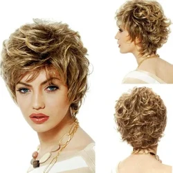 Parrucche sintetiche ricci biondi corti misti Lolita Parrucca per capelli quotidiana in fibra resistente al calore