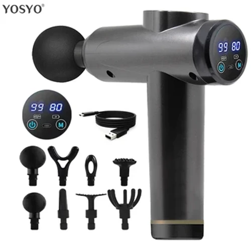 Umshini Omusha Wokubhucunga we-Fascial Massage Gun Muscle Relaxation Vibration Machine Neck Back Leg Compression Massager Portable Fitness Device