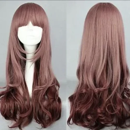 New Long Curly gemëscht Brown gewellt Cosplay Fashion Hoer Perücke