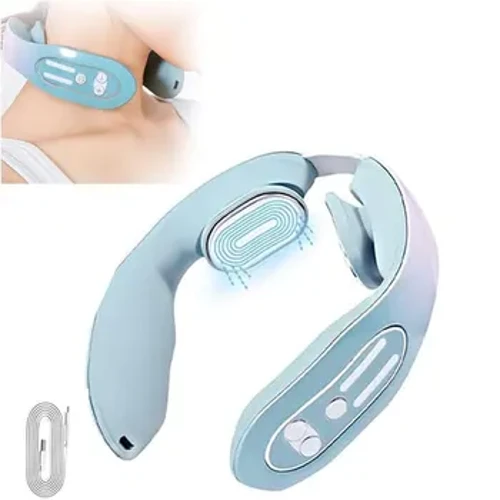 I-Neck Massager Intamo I-Massager I-Micro Pulse Vibration Eguqa Intamo Ukuphumula I-Blue Light Hot Compress
