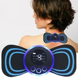 EMS Elektrische Puls Nek Massager Cervicale Massage Patch 8 Modus LCD Display Nekbrancard Rugspierstimulator Verlichting Pijn