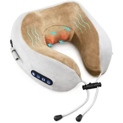 Massaggiatore elettrico per il collo con vibrazione del calore Massaggio shiatsu impastato 3D Cuscino a forma di U per alleviare il dolore cervicale alla spalla Affaticamento
