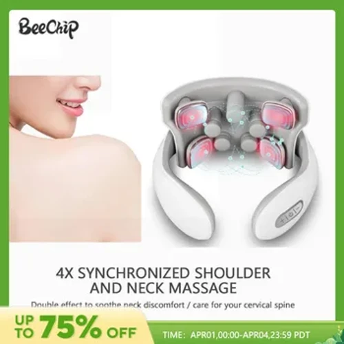 Pijat Leher Cerdas Pengisian Pemanasan Panas Menekan Pulse Magnetik Fashion Multi User Usage Portable Pulse Neck Massager
