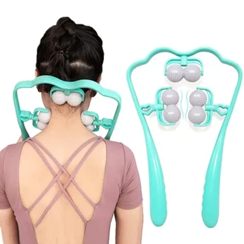 Neck Massager kanggo Bahu Leher Titik Pemicu Plastik Terapi Titik Tekanan Leher Massageador Massagem Meredakan Tangan Roller
