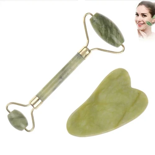 Natural Rose Jade Roller Ansiktsmassasje Gua Sha Board Jade Massasjer Kroppsbehandling Øyeskraping Akupunktur Ansiktsløftning
