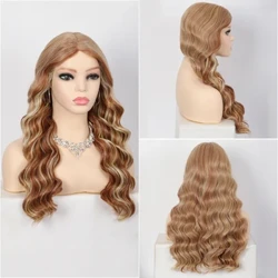 Kalyss – perruque synthétique bouclée et ondulée, 18 pouces, Blonde ombrée, avec raie centrale, entièrement faite à la Machine, pour femmes noires et blanches
