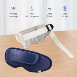 Podgrzewany masażer do oczu 3D inteligentna poduszka powietrzna wibracja przyrząd do pielęgnacji oczu akumulatorowe okulary do masażu oczu etui na zmęczenie i zmarszczki