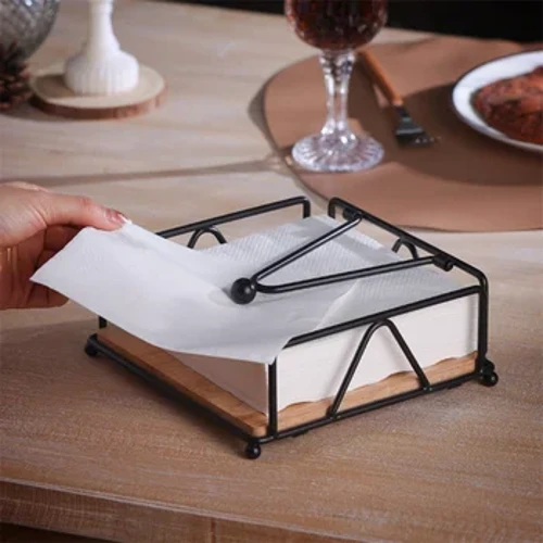Portatovaglioli piatto Portatovaglioli da cucina in metallo con braccio di tensione ponderato Dispenser di carta velina rustica per tavolo da appoggio