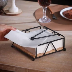 Flach Serviettenhalter Metall Kichen Serviettenhalter Mat gewiichtten Spannarm Rustikal Tissue Pabeier Spender Fir Countertop Tisch
