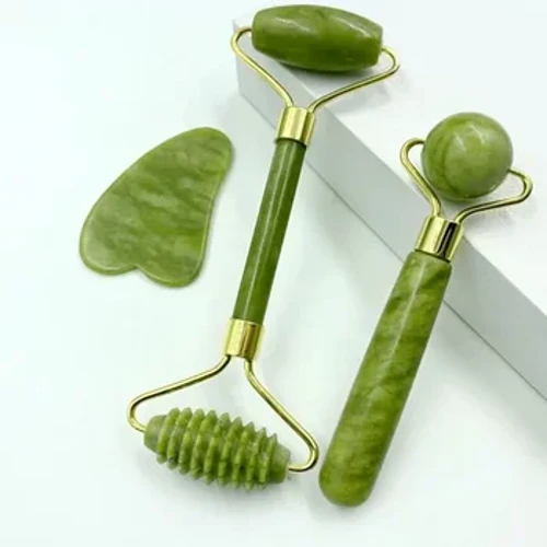 Ngọc Tự Nhiên Con Lăn Mát Xa Cho Mặt Cơ Thể Lưng Chân Con Lăn Massage Mặt Nâng Chống Nhăn Đôi Cấp Gua Sha Đá Ngọc Trai