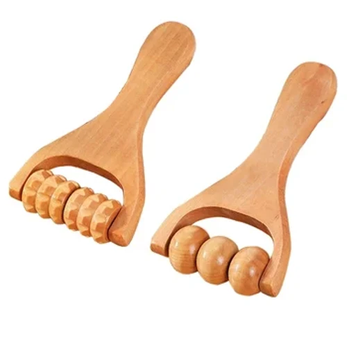 Roller Massager Träterapi Kroppsmassage Verktyg Fot Ansikte Axel Nacke Hand Push Roller Massage Verktyg Avslappnande kroppsmassage