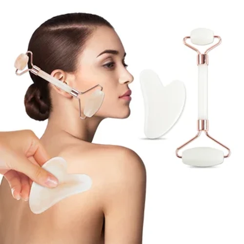 1 sett Gua Sha Roller Massasjer Roller for Ansikt Hals Øye Resin Ansiktsmassasje Instrumenr Skjønnhet Helsepleie Skrapebrett Muscle