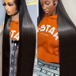 MELODIE 250 Dwysedd 13x4 13x6 Asgwrn Syth HD Blaen Lâs Tryloyw Wig Gwallt Dynol 40 42 Fodfedd Cyn-Plycio Lace Wig Blaen