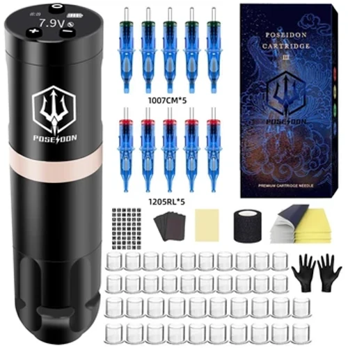 POSEIDON Bộ Bút Xăm Quay Không Dây Máy Xăm Bộ Động Cơ Coreless Chất Lượng Cao Hình Xăm Máy Cho Nghệ Sĩ Xăm Hình