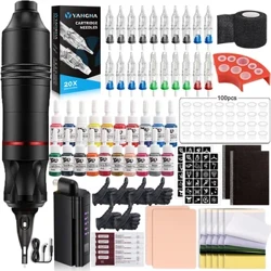 Hoʻopiha piha ʻia ka mīkini ʻiʻo peni kit Wireless Mini Power Supply Battery Tattoo Set 20PCS Cartridge Needles Rotary Machine Pen Kit