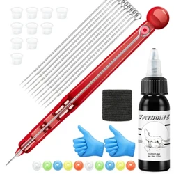 1 Bộ Tay Chọc Bút Và Dán Dụng Cụ Hình Xăm Kim Giá Đỡ Mực Xăm Cốc Sắc Tố Glover Grommet Băng Bộ