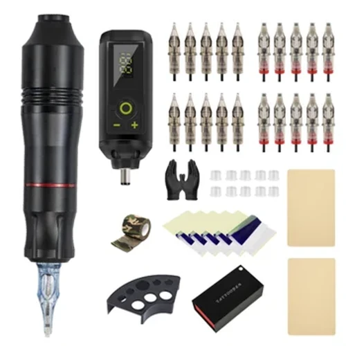 Propesyonal na Wireless Tattoo Gun Kit Rotary Tattoo Pen para sa Body Art Permanent Makeup Tattoo Machine Set