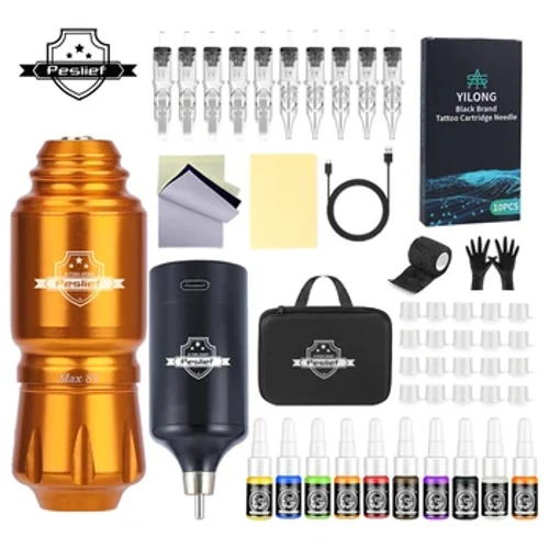 Bộ hình xăm chuyên nghiệp Bộ hình xăm tên lửa mini có thể sạc lại không dây với giao diện nguồn pin Bộ máy xăm quay Bộ bút