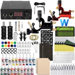 Kit complet de Machine à tatouer rotative, pistolet de tatouage avec alimentation électrique, aiguilles, ensemble d'encre, Kits pour artistes tatoueurs et débutants, fourniture de tatouage