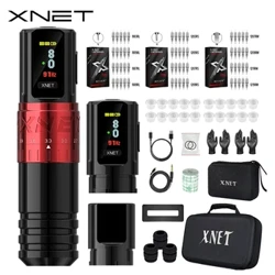 XNET Vipera Wireless Tattoo Machine komplet Podesivi moždani udar 2,4-4,2 mm OLED zaslon 60pcs Mješoviti pamet za tetovažu za umjetnike tetovaža