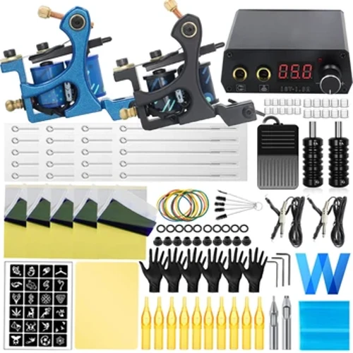 Kit complet de tatouage de bobines, Machine de Shader de revêtement, encres d'alimentation, pigments avec aiguilles de tatouage, accessoires pour débutant en tatouage