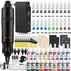 Professional Tattoo Kit Complete DC Rotary Tattoo Machine Pen Set with Wireless Tattoo Power Supply for Makeup Tattoo Beginners