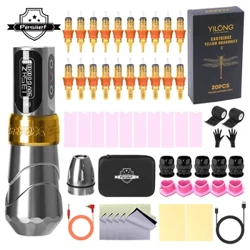 YILONG MAX Wireless Tattoo Machine Kit Pyörivä tatuointikynä ylimääräisellä 2400 mAh teholla 20 kpl sekoitettu tatuointikasetti tatuointitaidetta varten