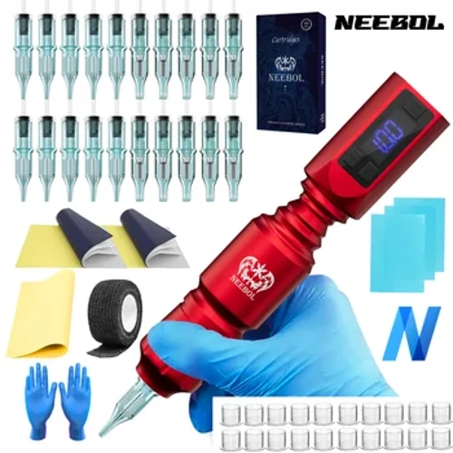 1 Bộ, Neebol Không Dây Hình Xăm Bộ, Hoàn Chỉnh Bút Xăm Với Đèn LED 1500 MAh Không Dây Hình Xăm Cung Cấp Năng Lượng Cho Professiona Nghệ Sĩ Xăm Hình