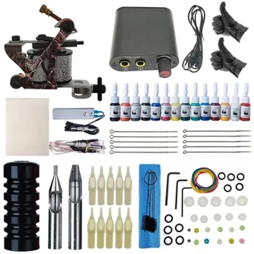 Komplettes Spulenmaschinen-Set, Tattoo-Netzteil, Rotary Pen mit Kartuschennadeln, Permanent-Make-up-Maschine für Tattoo-Körperkunst