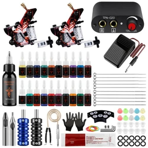 Kiko Mīkini Tattoo Paʻa Pū Tattoo me ka pahu hoʻolako mana ʻo Tattoo Needles mau ʻīnika Pigment ink Make-up Kit Tattoo piha.