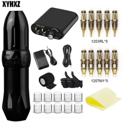 Ammattimainen Tattoo Gun Kit pyörivä tatuointikynä Body Artille pysyvä meikkitatuointikonesarja