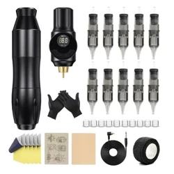 Baterie fără fir Kit Machine Machine RCA Rotary Pen 2000 MAH cu cartușe de tatuaj Practică de acțiune pentru artistul începător