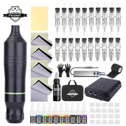 Kit de Machine à tatouer professionnelle, stylo rotatif, alimentation électrique, aiguille, encre, Interface DC, pistolet de tatouage, Kit de maquillage complet