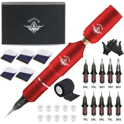 Kiko Mīkini Tattoo ʻOihana Hoʻonohonoho ʻia ʻo Rotary Wireless Tattoo Pen Set me ka lako mana RCA Interface mau mea hana make-up.