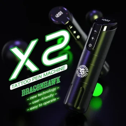 Dragonhawk X2 Penna per macchina per tatuaggi wireless Batteria ad alta capacità Accessori permanenti per body art per forniture per tatuaggi per principianti