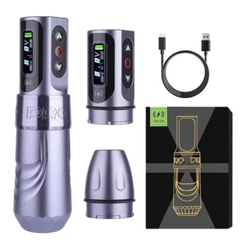 DM Máy xăm không dây chuyên nghiệp MAX PRO Động cơ không chổi than với hai pin màn hình LED Trang điểm vĩnh viễn