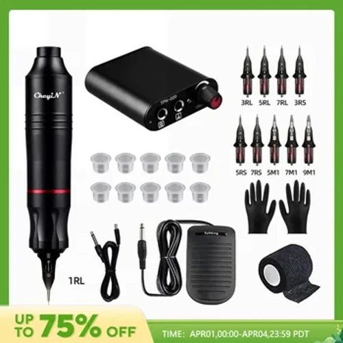 Tattoo Kit Complete Set Wireless Rotary Tattoo Machine Pen Kit DC Interface with Cartridge Needles Permanent Makeup Tattoo Set
