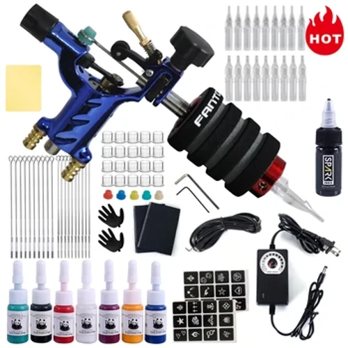 Tatueringsmaskiner Kit för tatuering strömförsörjning Roterande penna med patroner Nålar Permanent sminkmaskin för tatuering nybörjare Artist