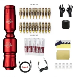9000RPM Mini Rocket Tattoo Machine Set 1200mAh Wireless Tattoo Power Supply Voltage Fa'aaliga RCA Interface Rotary Tattoo Pen Kit
