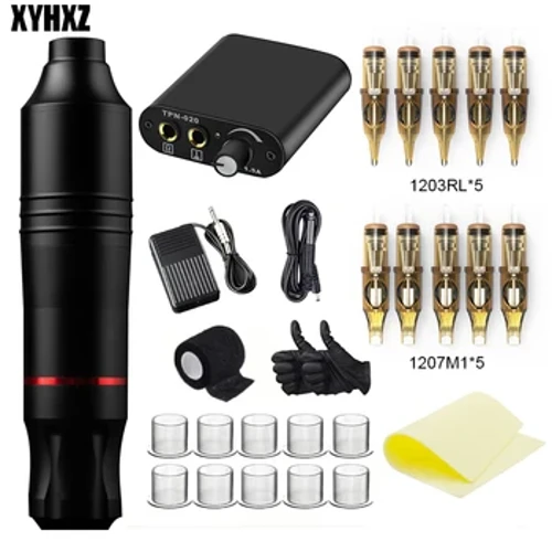 Chuyên Nghiệp Hình Xăm Bộ Bộ Hoàn Chỉnh Không Dây Xoay Máy Xăm Bút Bộ DC Giao Diện Với Hộp Mực Kim Thường Trực Makeu