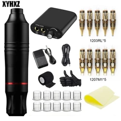 Chuyên Nghiệp Hình Xăm Bộ Bộ Hoàn Chỉnh Không Dây Xoay Máy Xăm Bút Bộ DC Giao Diện Với Hộp Mực Kim Thường Trực Makeu